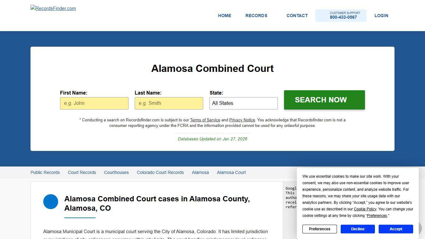 Search Alamosa Combined Court, CO Cases and Records